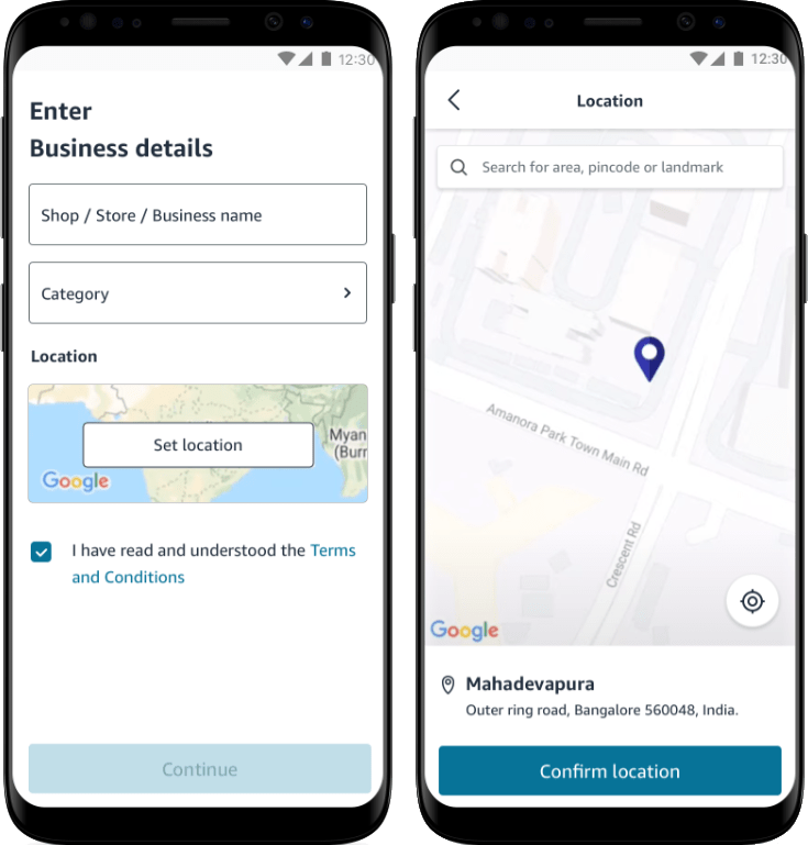 phone displaying store location on smartbiz application